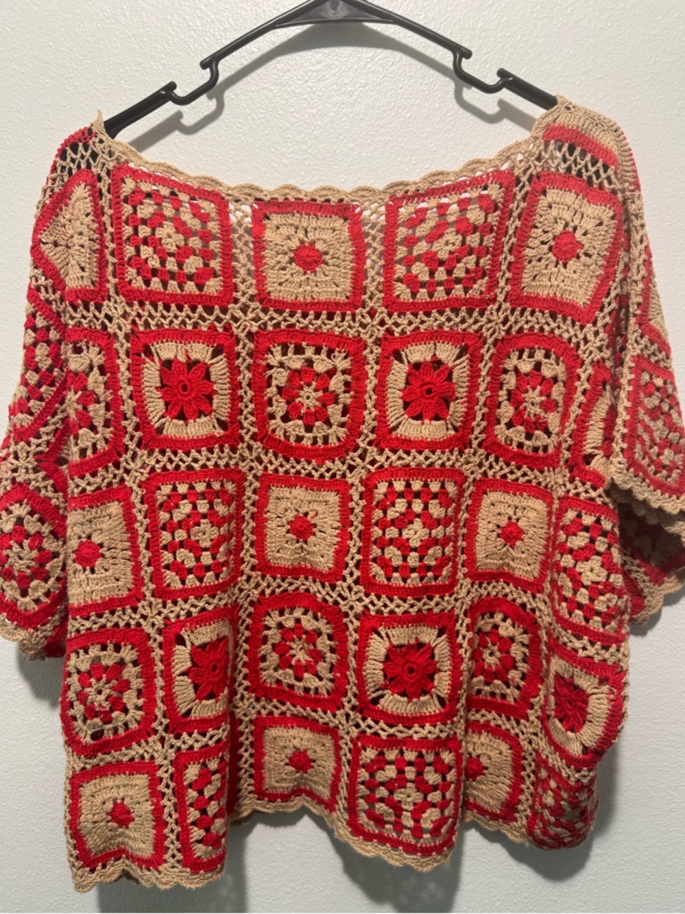 MINKPINK Red and Cream Crochet Square Top - Picture 3 of 9